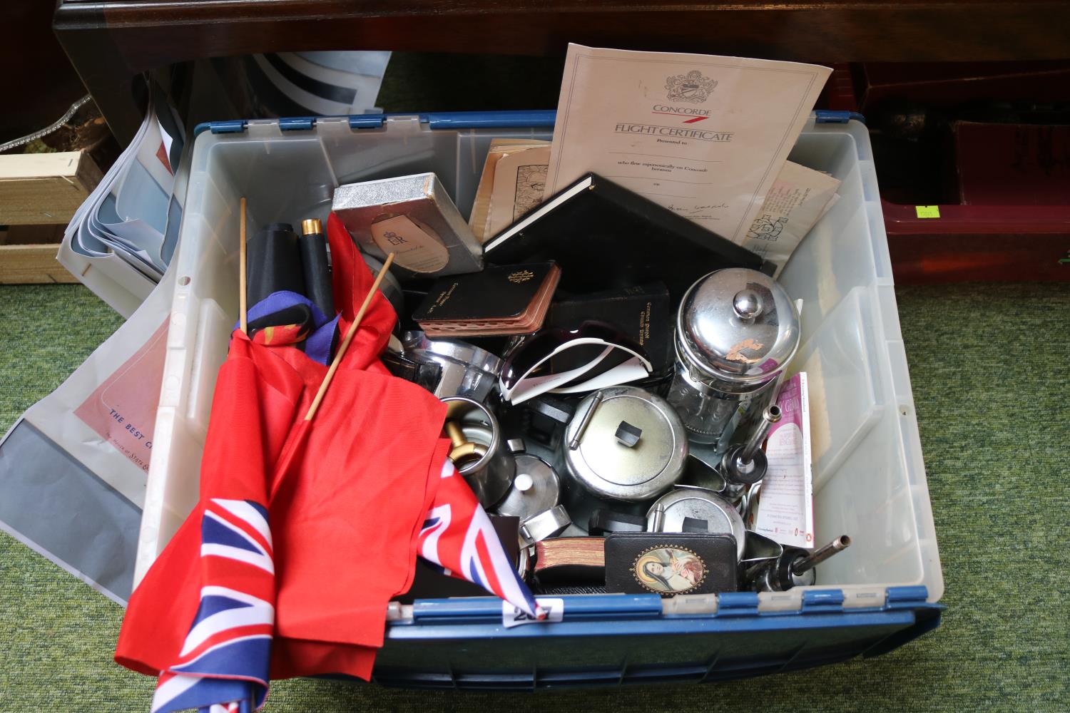 Colection of assorted Bygones inc. Parker Pen, Concorde certificate, Frido World Cup ball etc