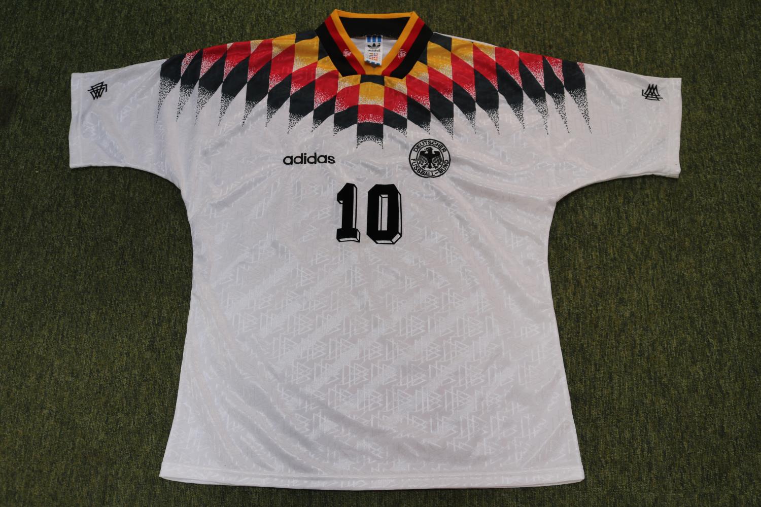 LOTHAR MATTHAUS 1994 FIFA WORLD CUP MATCH WORN #10 GERMANY JERSEY The white short-sleeved jersey was
