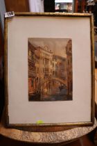 Framed watercolour of a Venetian waterways scene signed W H Smith