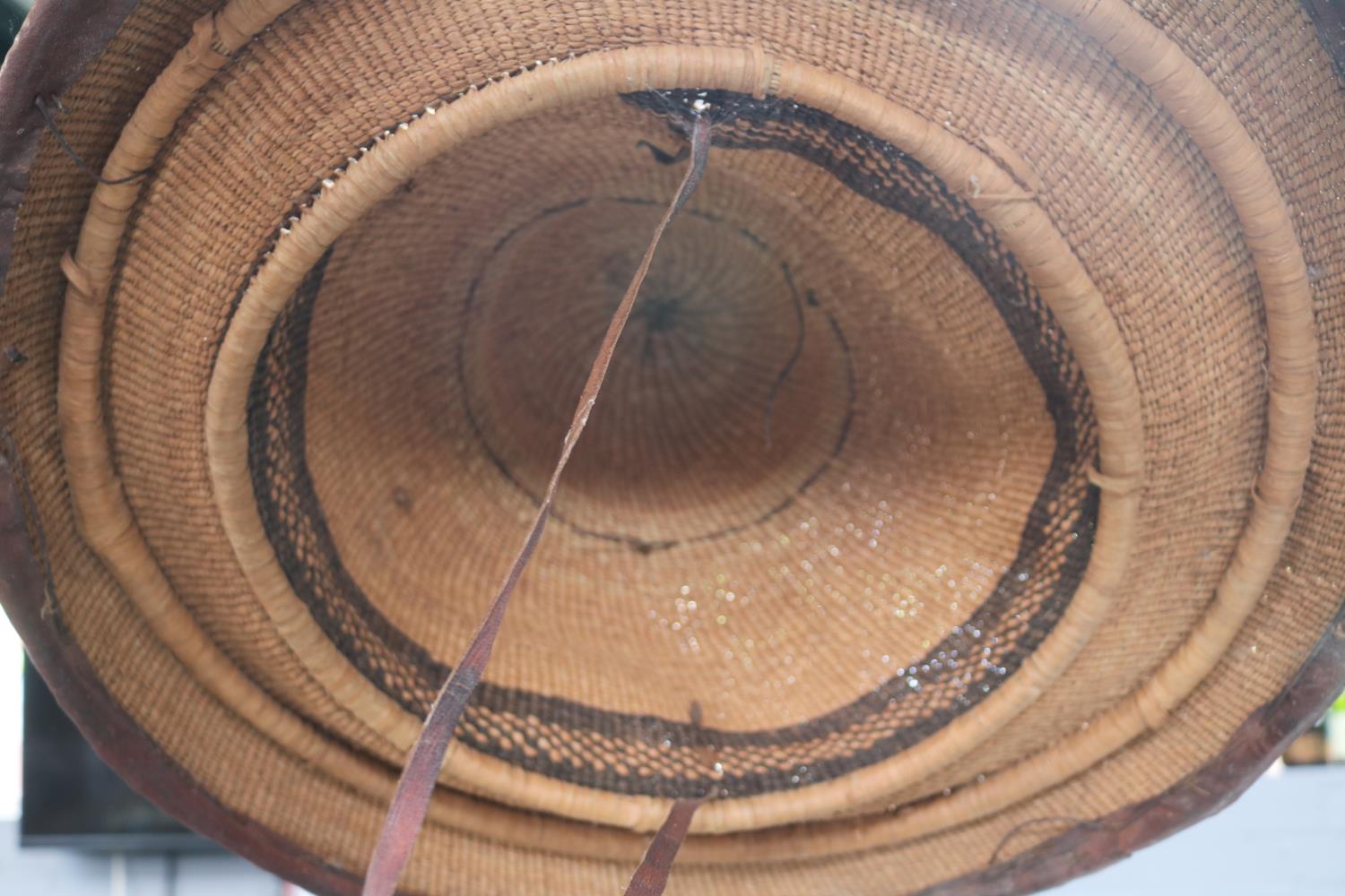 Broad brimmed traditional African tribal Mokorotlo hat from Lesotho in the form of Mount Qiloane. - Image 2 of 2