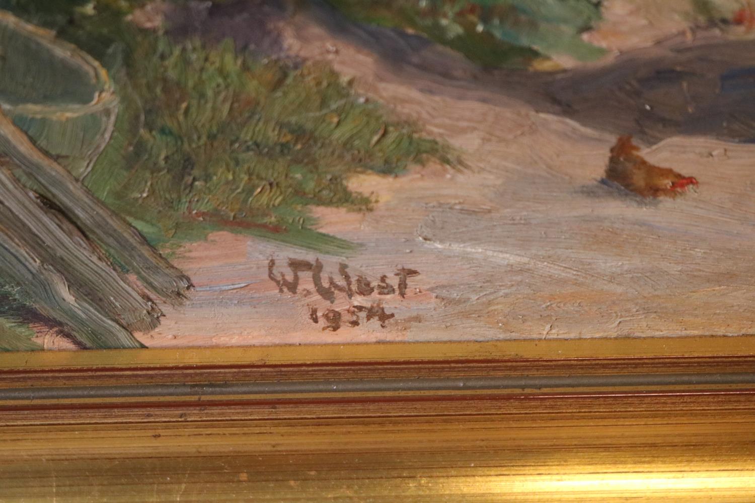 W West 1954 framed Oil on board of a Farmstead scene - Image 2 of 2