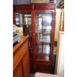 Large Chinese Glazed Collectors Cabinet with cupboard to base