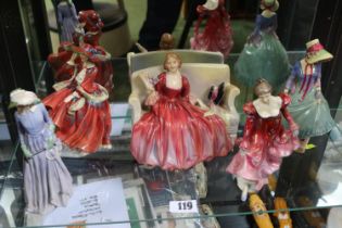 Collection of 5 Royal Doulton figurines to include Sweet & Twenty HN 1298, Top O' the Hill HN1834,