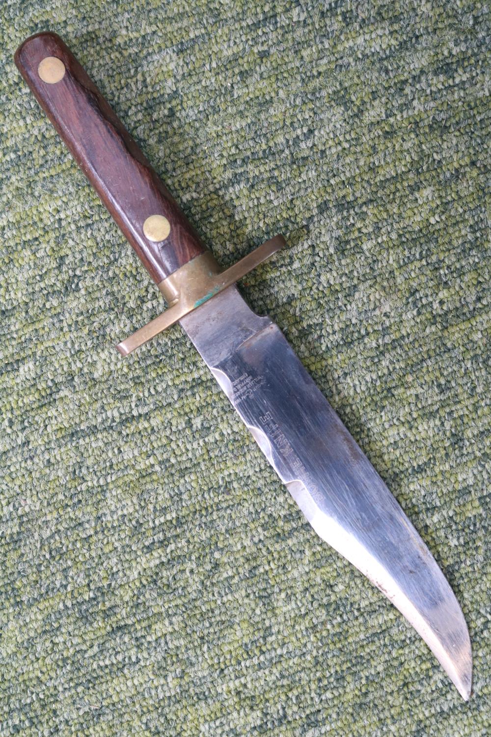 Rodgers of Sheffield Bowie Knife with Brass and Wooden Handle 26cm total Length