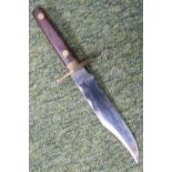 Rodgers of Sheffield Bowie Knife with Brass and Wooden Handle 26cm total Length