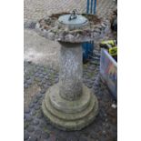 Large concrete bird bath and sun dial