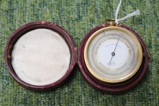 FRENCH MADE BRASS CASED ANEROID BAROMETER Early 20th c. Holosteric Barometer by Pertuis, Holot &