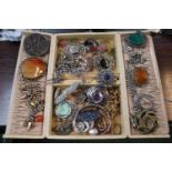 Good collection of assorted Silver and Costume jewellery, Watch Chain, Scottish agate brooches etc