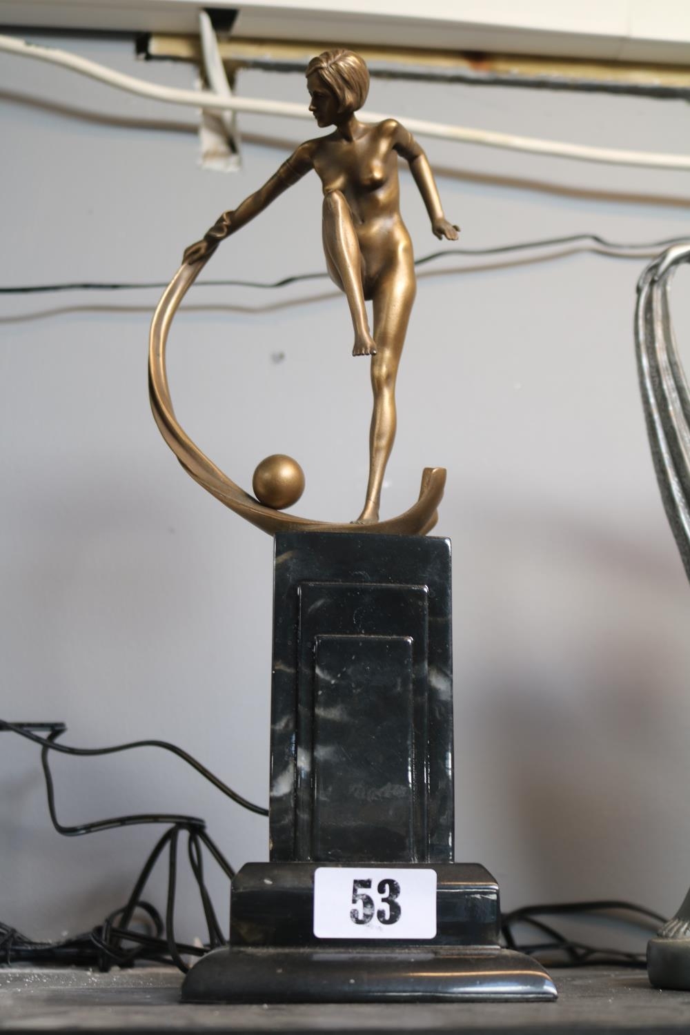 Art Deco Style Nude sculpture of a Dancer mounted on rectangular base