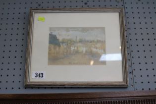 Framed Watercolour entitled Mill Road dated 1959