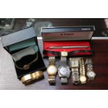 Collection of assorted Watches and a Cased Parker Fountain Pen