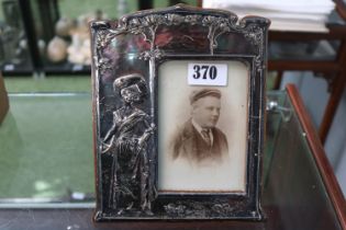 Edwardian Silver Photo frame with embossed Art Nouveau Flowers and figural decoration. Sheffield