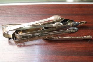 Collection of assorted 19thC and Later Silver Sugar tongs 169g total weight