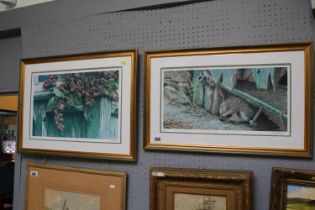 2 Framed Limited edition signed prints by Andrew Hutchinson depicting Hedgehog and Wren