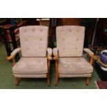 Pair of Light oak upholstered Parker Knoll Chairs