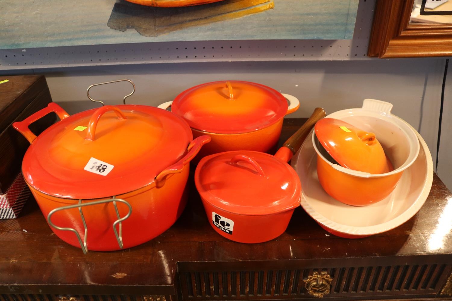 Collection of Fe Belgium Cast Iron cook ware