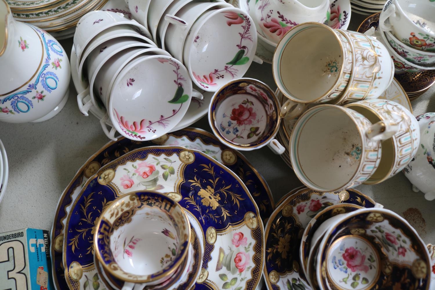 Extensive collection of English Tea cups and saucers Teapots, Spode, H & R Daniel, New hall etc - Image 5 of 9