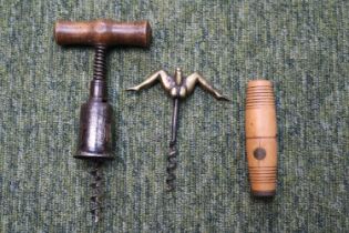 German Herkules Corkscrew DRGM Germany, Interchangeable Worm corkscrew and a Erotic Solid Brass
