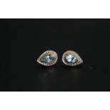 Pair of 9ct Old Pale Blue Topaz Teardrop design earrings