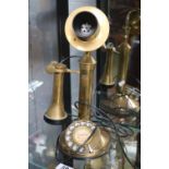 G & C Brass Stick Telephone with dial and receiver