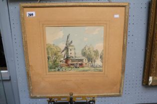 Framed Watercolour entitled Westleton Mill Suffolk by Albert Ribbans 1953