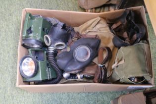 Collection of assorted WWII and later Gas masks and bygones