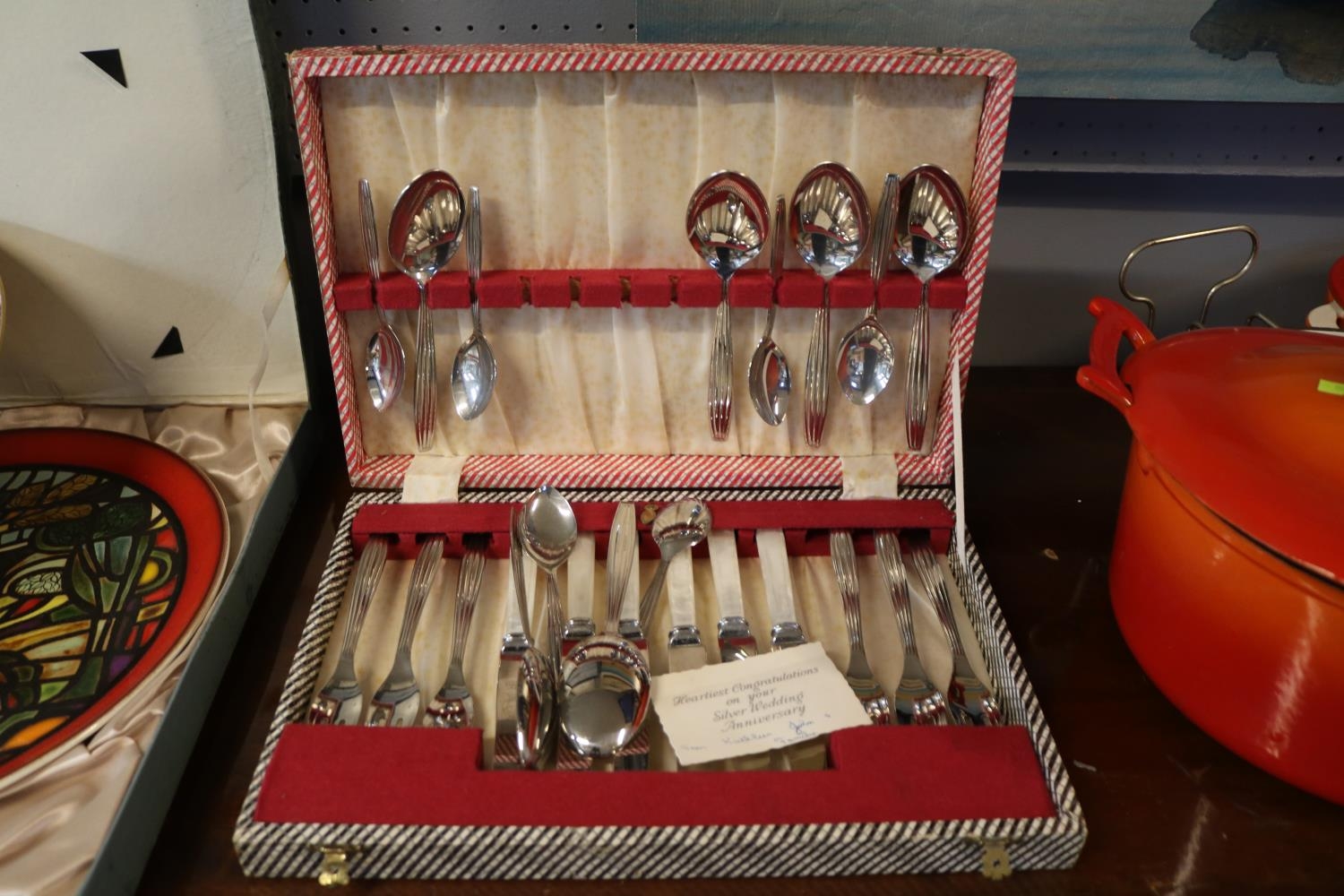 Walnut cased Canteen of Cutlery and a 1950 Cased set of Cutlery - Image 2 of 2