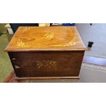 Victorian wooden box with internal drawers with painted decoration