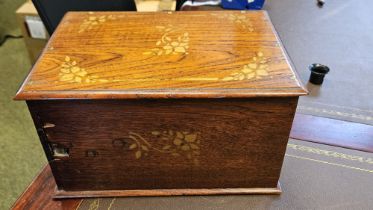 Victorian wooden box with internal drawers with painted decoration