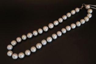 Good quality Ladies Pearl Necklace with Facetted Sapphires on Silver 42cm in Length