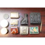 Collection of assorted Small collectables to include Silver Pill Box, Agate metal bound pill box etc