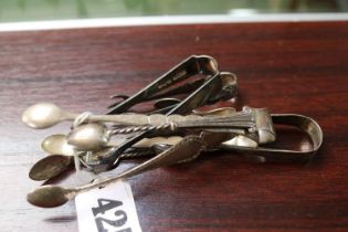 Collection of 6 Edwardian and later Silver sugar tongs 90g total weight