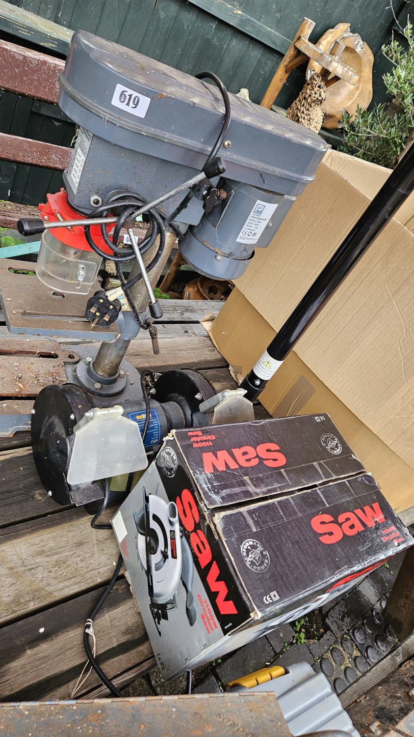 Bench Drill, Nu Tools Grinder and a Boxed 1100w Circular Saw