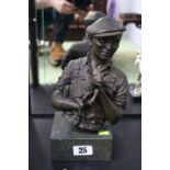 Resin Sculpture of a Farmer with Lamb 69 of 1250 mounted on marble base 27cm in Height