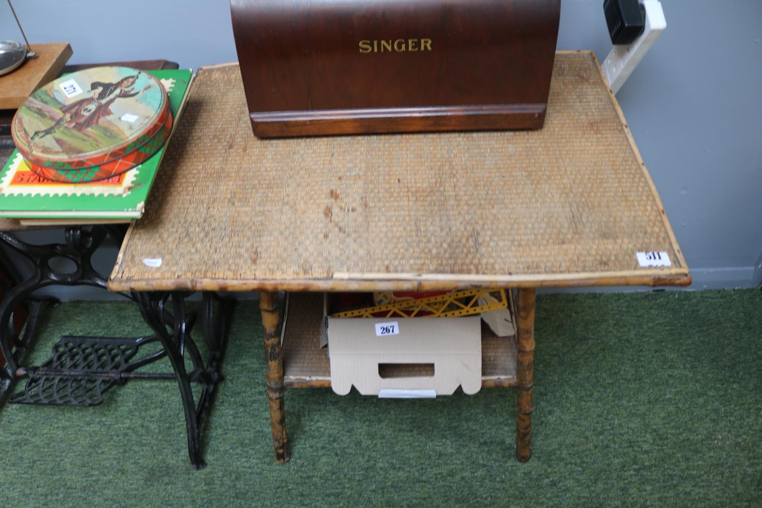 Vintage Bamboo Cane topped table