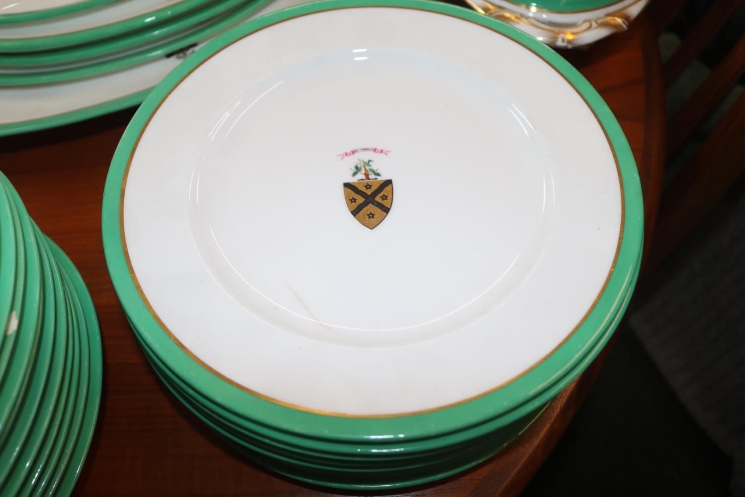 Collection of 19thC Green banded dinnerware with applied Crest - Image 5 of 5