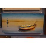 Framed 3D Picture of a Rowing boat with Lighthouse