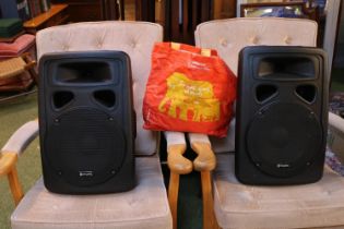 Pair of Skytec 170 Speakers with assorted Cables