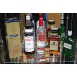 Collection of assorted Alcohol to include Disaronno, Smirnoff Vodka, Pimms, Martell Fine Cognac etc