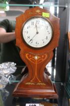 Good quality Edwardian Mahogany Inlaid Mantel clock retailed by Allen of Market Harborough