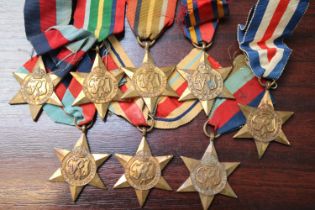 Collection of WWII Stars to include Pacific, Burma Star, 1939-45 Star, Africa Star, France & Germany