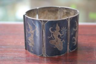 Siam Silver Articulated Bangle 93g total weight