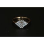 Ladies 9ct Gold Art Deco design Diamond set ring Size O 1.99g total weight