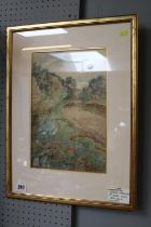 Alfred Hinley 19thC Watercolour entitled The High Road