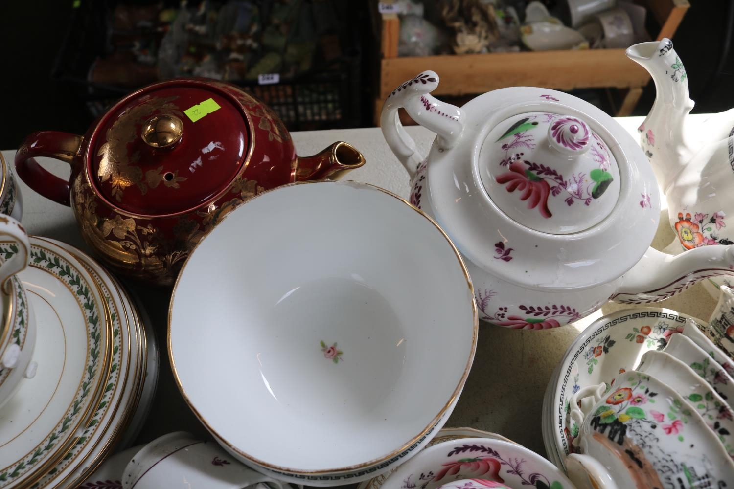 Extensive collection of English Tea cups and saucers Teapots, Spode, H & R Daniel, New hall etc - Image 6 of 9