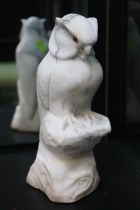 Art Deco marble figure of an Owl with Yellow glass eyes 19cm in Height