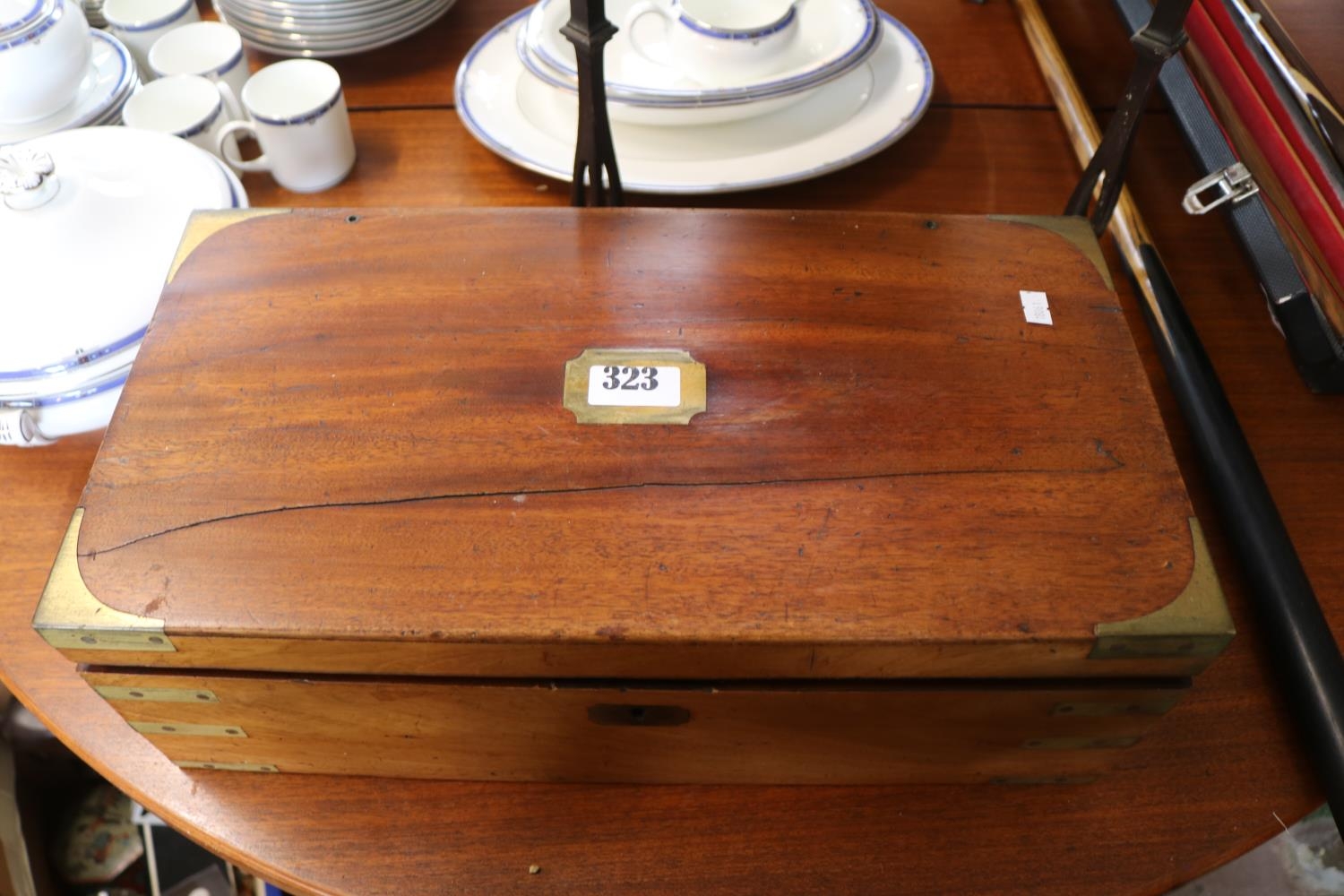 19thC Mahogany writing slope with brass fittings