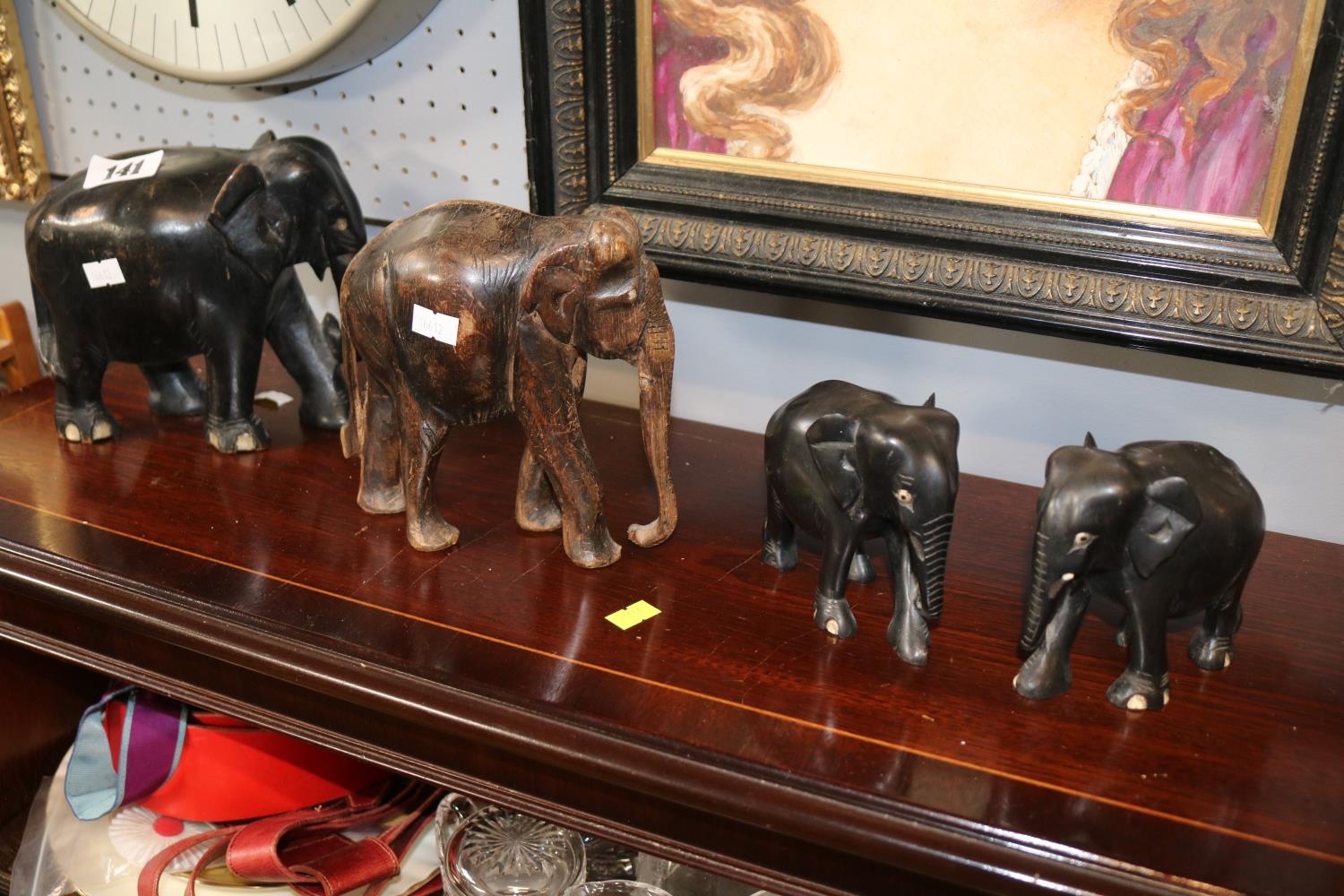 Collection of Ebony Elephants (4)