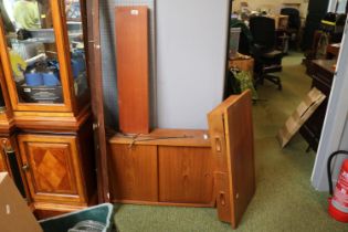 Mid Century Students wall mounted Desk with Sliding Cupboard