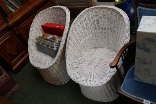Pair of White Painted Wicker Chairs